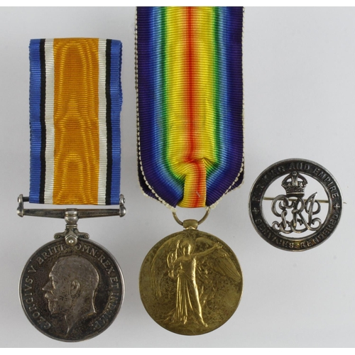 2087 - BWM & Victory Medal (58346 Pte H P Evans MGC) with Silver War Badge 301837