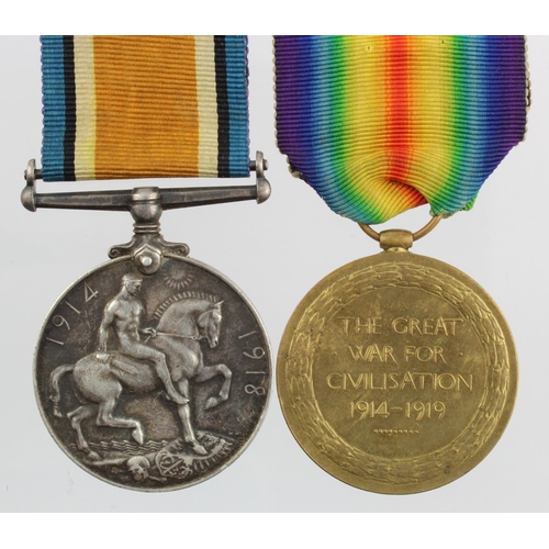 2096 - BWM & Victory Medal named (60016 Pte G Coleman RFC) born Ashtead, Surrey. (2)