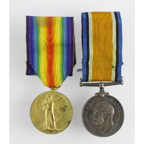 2108 - BWM & Victory Medal to 5750 Pte H Clark Herts Regt. Killed In Action 16 Aug 1917 with the 8/Lincolns... 