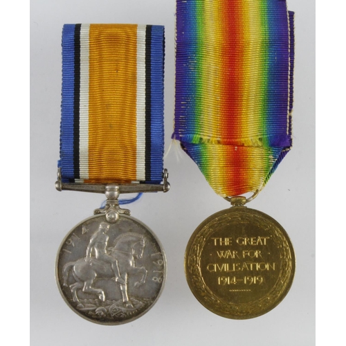 2109 - BWM & Victory Medal to 83839 Gnr J H Matheson RA. GSW to arm 1917. Born North Shields. (2)