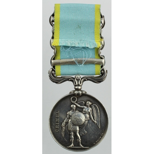 2174 - Crimea Medal 1854 with bars Alma / Inkermann / Sebastopol, Officially impressed (Geo. W. Hodge 50th ... 