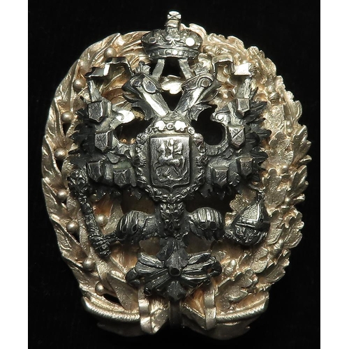 2242 - Imperial Russian screw back breast badge, maker marked fitment.