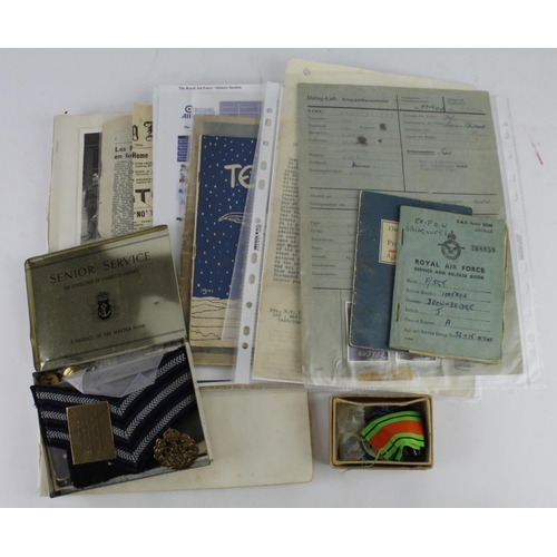 2375 - RAF WW2 POW Group with original medal box of issue and much original ephemera - 1005802 F/Sgt John B... 