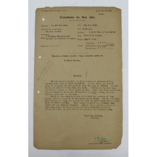 2386 - RFC WW1 interest - original Army Form W.3348 Combats in the Air - 208 Sqdn 4/5/1918 Sopwith Camels, ... 