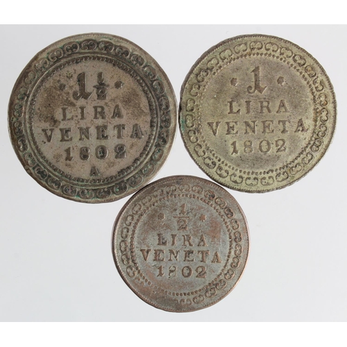 240 - Italian State Venice, Francesco II d'Absburgo-Lorena (3): 1/2 Lira 1802 KM# 787 GF, 1 Lira 1802 KM# ... 