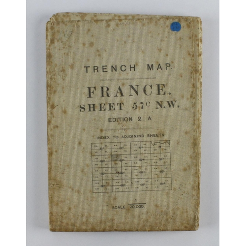 2502 - WW1 cotton backed trench map Bapaume, Somme trenches corrected 11-5-16.