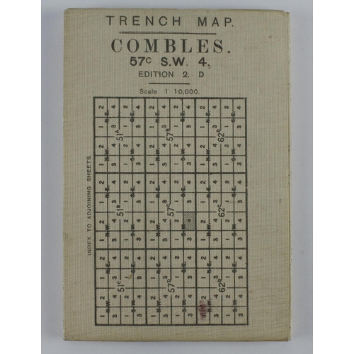 2503 - WW1 cotton backed trench map of Combles on the Somme trenches corrected 24-7-1916.