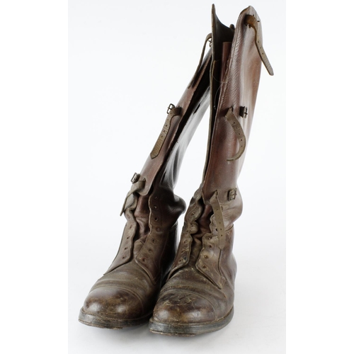 2520 - WW1 pair of officers brown leather field boots.