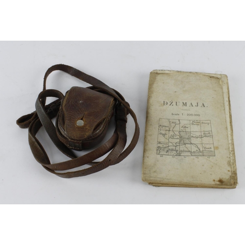 2523 - WW1 pocket compass with various WW1 maps.