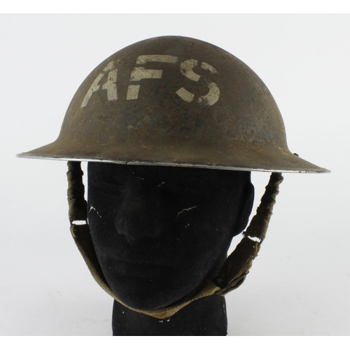 2538 - WW2 AFS steel helmet complete with lining and chin strap.