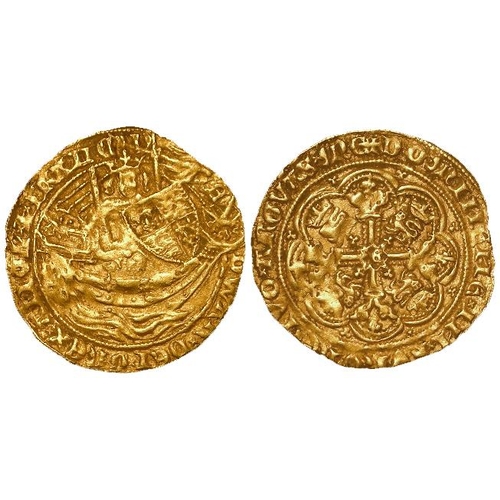 317 - Edward III Pre-Treaty period, gold Half-noble, 3.88g, S.1494, lightly clipped GF