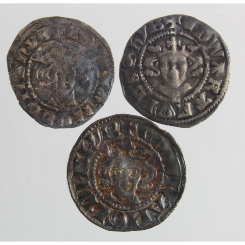 322 - Edward Plantagenet silver pennies (3) of London nVF, Canterbury Fine, and Kingston-upon-Hull GF