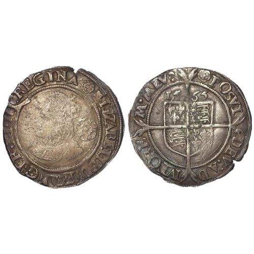 336 - Elizabeth I silver sixpence 1565 mm. rose, S.2561, GF