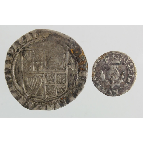 338 - English & Scottish (2): James I shilling mm. rose VG/F, and Charles I Scottish siver 20-pence GF