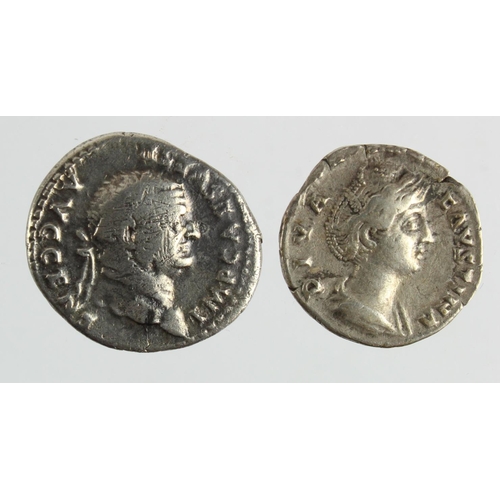 382 - Roman Imperial (2) silver denarii: Vespasian, emperor seated r. RIC II.1 546, 3.03g, GF/VF scuffed; ... 