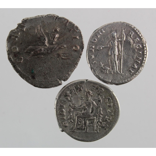 383 - Roman Imperial (3): Faustina Senior AR denarius, Juno std. l., BMC 137; Cohen 215; RIC 338; 3.00g, n... 