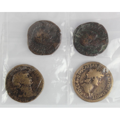 386 - Roman Imperial bronze sestertii (4): Trajan, Roma seated l. type, Fine/Fair; Gordian III and Severus... 