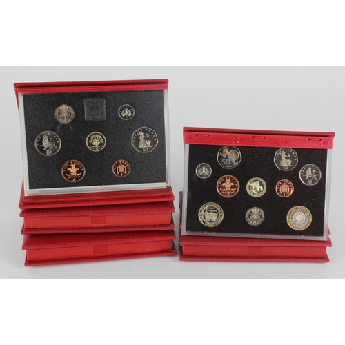 574 - GB Proof Sets (5) red deluxe: 1991, 1992, 1995, 2003 and 2004, with certs.