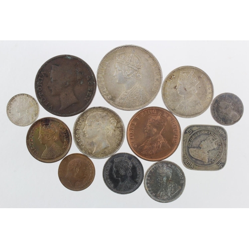 650 - India (12) British EIC & Raj 19th-20thC assortment including some nice grade Victorian silver.