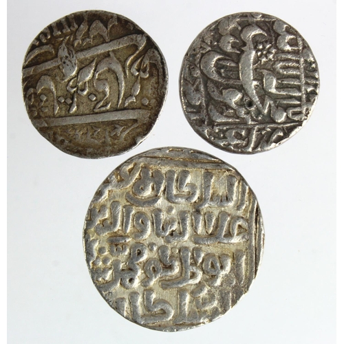 651 - Indian States Silver Rupees (3)  of the Sultanate of Delhi, Mughal Shah Jahan, and Kashmir, with tic... 