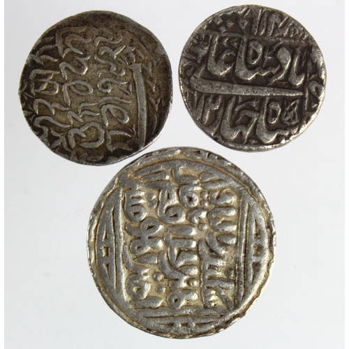 651 - Indian States Silver Rupees (3)  of the Sultanate of Delhi, Mughal Shah Jahan, and Kashmir, with tic... 