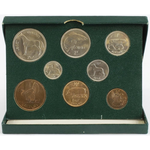 652 - Ireland (8 coins) green box 'Coins of Ireland' mid-20thC type set, Halfcrown to Farthing, 1950s, AU-... 