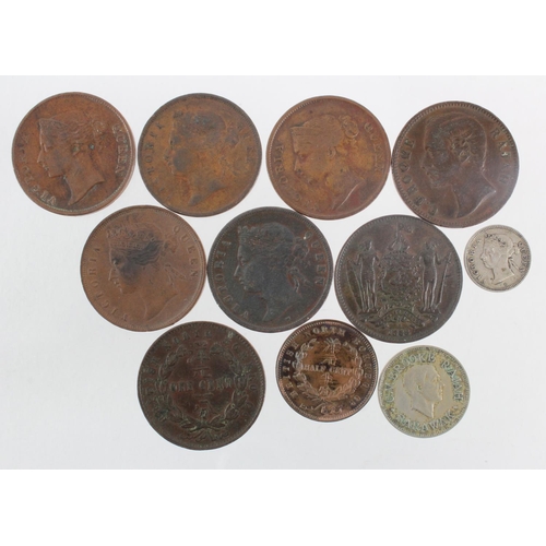 668 - Malaysia (11) British Straits Settlements, North Borneo and Sarawak assortment, mostly copper, one s... 