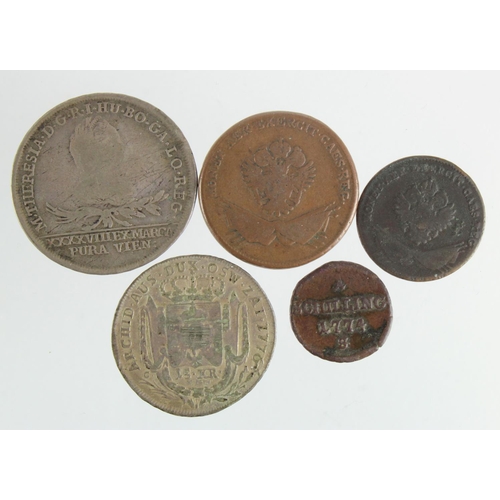 670 - Poland, Galicia & Lodomeria (5): 1 Schilling 1774 C# 1 GF; 1 Grossus 1794 C# 4 Fine; 3 Grossi 1794 C... 