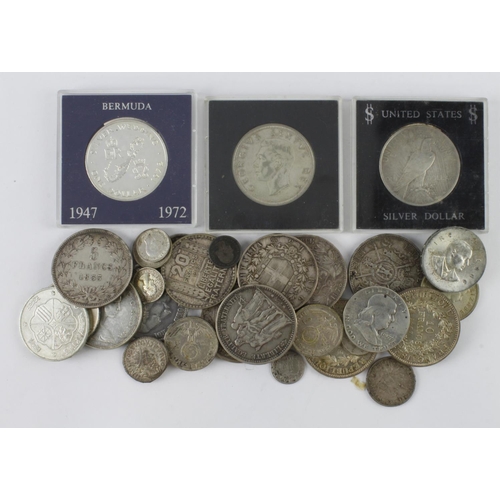 696 - World Silver Coins (30) ancient to modern, mixed grade, includes many crown-size.