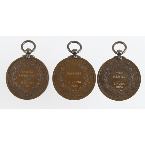 800 - Royal Academy of Music, bronze medals by John Pinches. d.40mm. Two for singing. (3)