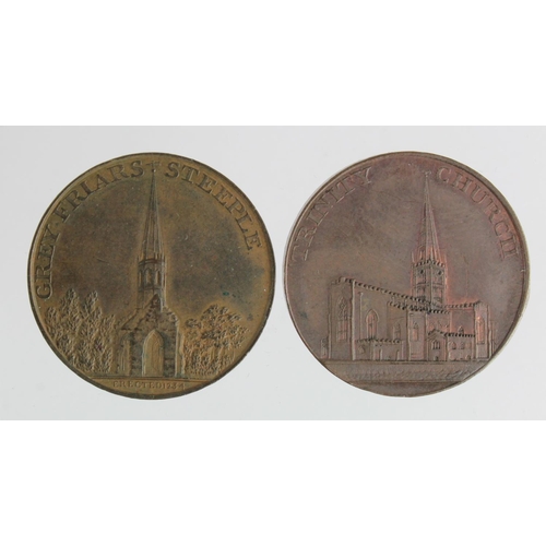 820 - Tokens, 18thC (2) Coventry, Warwichshire: P. Kempson, Coventry buildings series 1797 halfpennies, tw... 