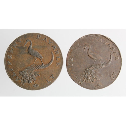 821 - Tokens, 18thC (2): Birmingham Mining and Copper Company Halfpennies, 1791 'Birmingham Redruth & Swan... 