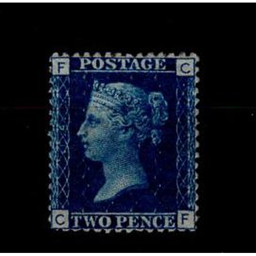 863 - GB - 1858 2d blue Plate 14, hinged mint, large part o.g. SG47, cat £500