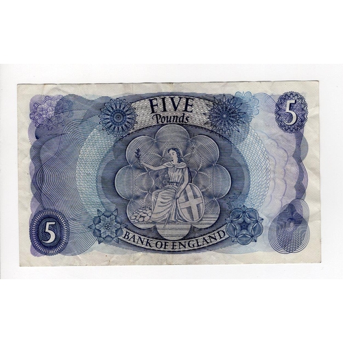 100 - Fforde 5 Pounds (B313) issued 1967, scarce REPLACEMENT note, serial M20 564876 (B313, Pick375b) one ... 