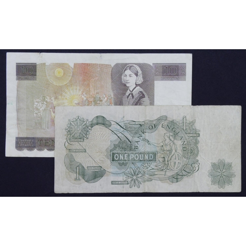 102 - FORGERY (2), Gill 10 Pounds serial number DZ77 363809 (B354 for type), Page 1 Pound serial W12D 5321... 