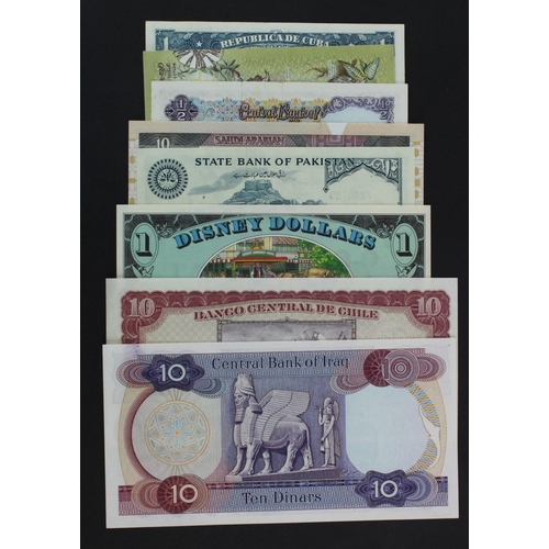 1048 - World (8), Chile 10 Escudos issued 1960's, Cuba 1 Peso dated 1956, Iraq 10 Dinars issued 1973, Pakis... 