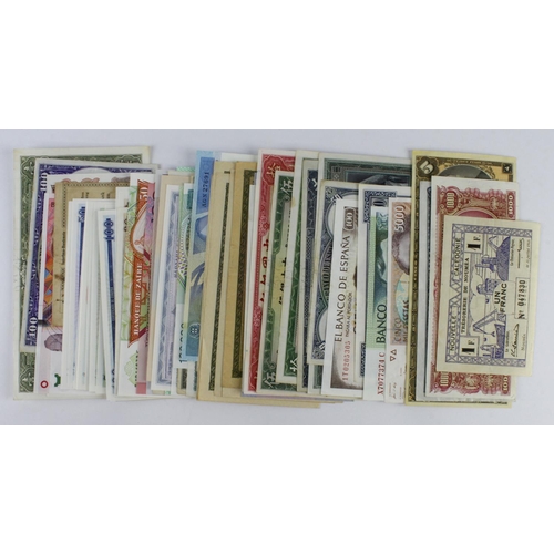 1054 - World (90), an interesting group including New Hebrides 1 Franc 1942, Bolivia 1000 Bolivianos 1945, ... 