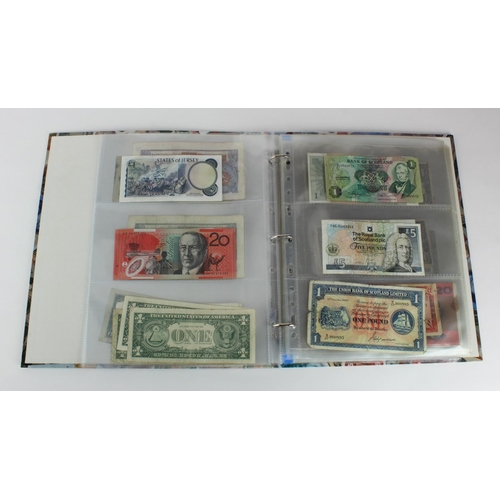 1058 - World in album (34), including Peppiatt 1 Pound 1940, 1 Pound 1948, Australia 20 Dollars x 4, Jersey... 