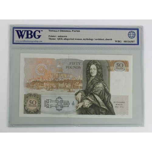 144 - Kentfield 50 Pounds issued 1991, serial E11 530590 (B361, Pick381c) in WBG holder graded 58 TOP Abou... 