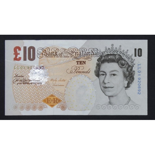 150 - Lowther 10 Pounds (B391) issued 2000, scarce FIRST RUN REPLACEMENT 'LL01' prefix, serial LL01 920692... 