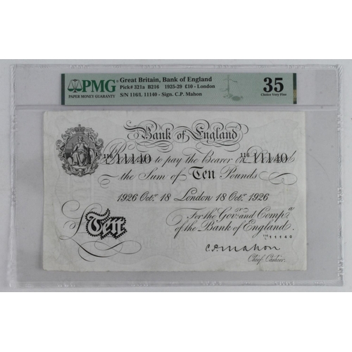 158 - Mahon 10 Pounds (B216) dated 18th October 1926, London branch, serial 116/L 11140 (B216, Pick321a) i... 