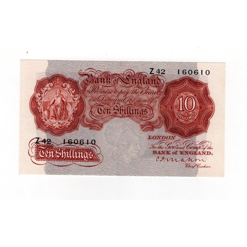 160 - Mahon 10 Shillings (B210) issued 1928, FIRST SERIES note serial Z42 160610 (B210, Pick362a) VF+