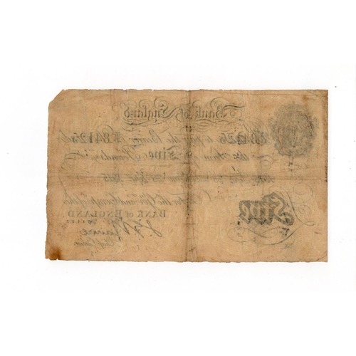 162 - Nairne 5 Pounds (B208b) dated 28th September 1915, serial 67/D 84125, London issue (B208b, Pick304) ... 