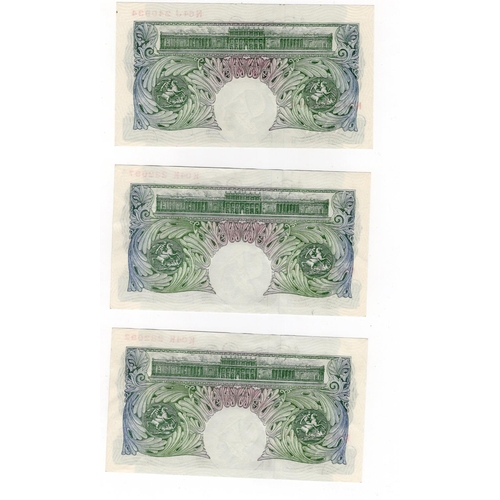 168 - O'Brien (6) Britannia issues 10 Shillings (1) issued 1955 (B271, Pick368c), 1 Pound (5) issued 1955 ... 