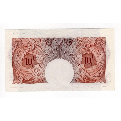 175 - O'Brien 10 Shillings issued 1955, rare REPLACEMENT note, serial 59A 194175 (B272, Pick368c) dents in... 