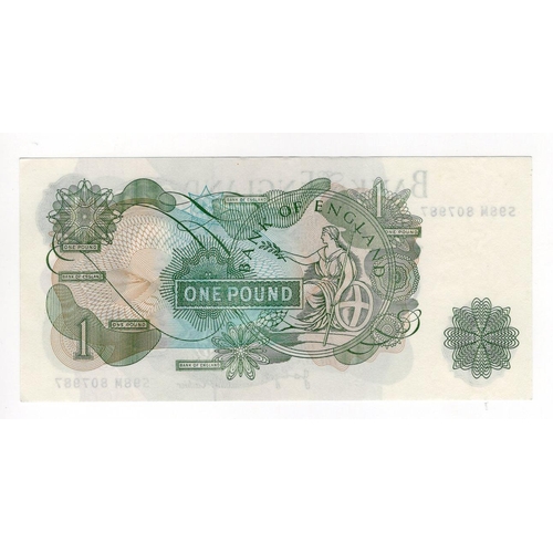 185 - Page 1 Pound (B321) issued 1970, scarce LAST RUN REPLACEMENT note 'S98M' prefix, serial S98M 807987 ... 