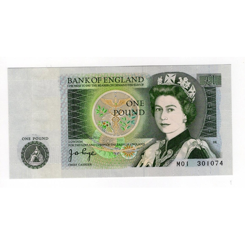 190 - Page 1 Pound (B338) issued 1978, scarce REPLACEMENT note 'M01' ONLY PREFIX issued, serial M01 301074... 