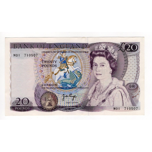 200 - Page 20 Pounds (B329) issued 1970, very rare FIRST RUN REPLACEMENT note 'M01' prefix, serial M01 710... 