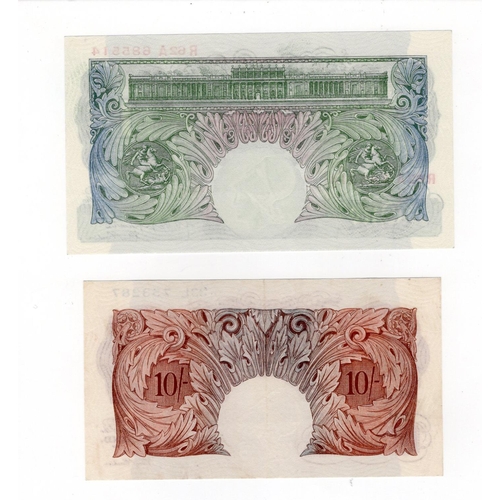 206 - Peppiatt (2), 10 Shillings issued 1948, serial 33L 753287 and 1 Pound issued 1948, serial R62A 68551... 