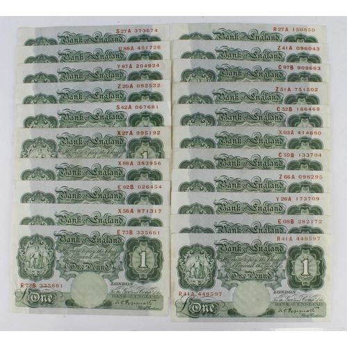 209 - Peppiatt 1 Pound (21), post war issue on pre war unthreaded paper (3) issued 1948, all with R--A pre... 